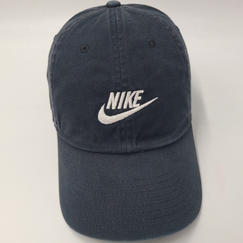 Nike Hat Strapback Black White Swoosh Logo Heritage86 Casual Cotton Dad Cap Men
